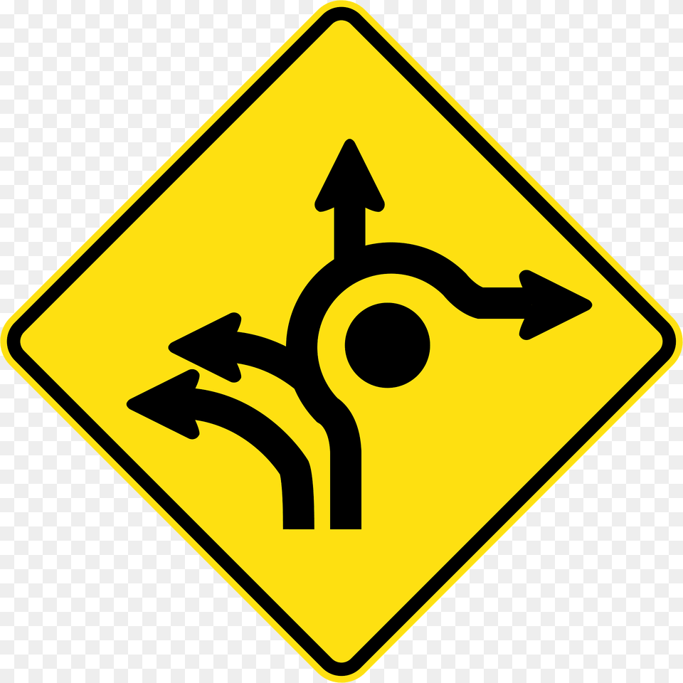 Mr Wdad 14 Roundabout Directional Lanes Used In Western Australia Clipart, Sign, Symbol, Road Sign Png