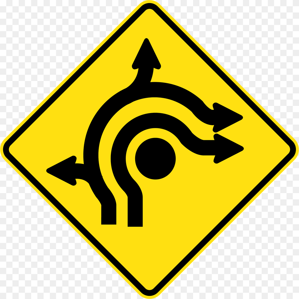 Mr Wdad 15 Roundabout Directional Lanes Used In Western Australia Clipart, Sign, Symbol, Road Sign Free Transparent Png