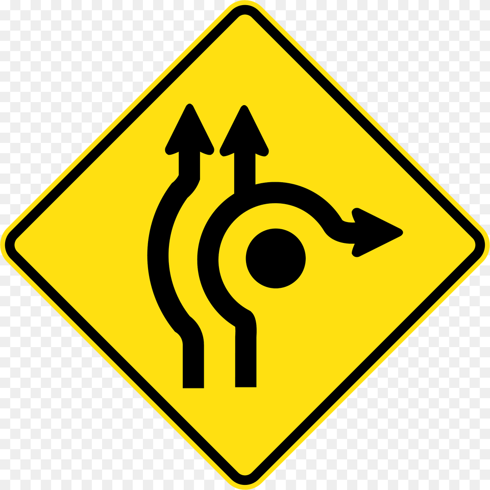 Mr Wdad 7 Roundabout Directional Lanes Used In Western Australia Clipart, Sign, Symbol, Road Sign Free Png