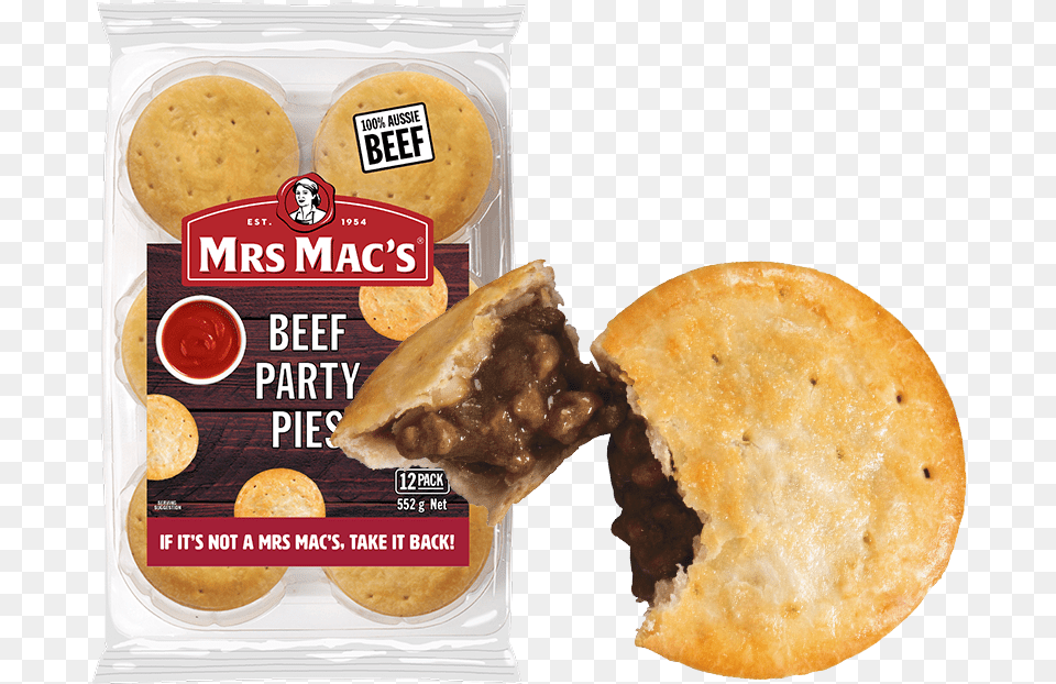 Mrs Macs Party Pies, Bread, Cracker, Food, Burger Png Image