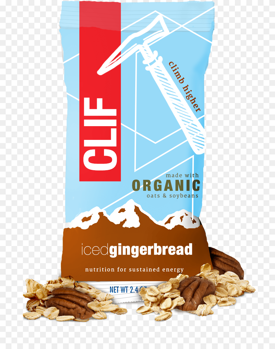 Msco Clif Package Clif Bar Iced Gingerbread Energy Bar, Food, Nut, Plant, Produce Png