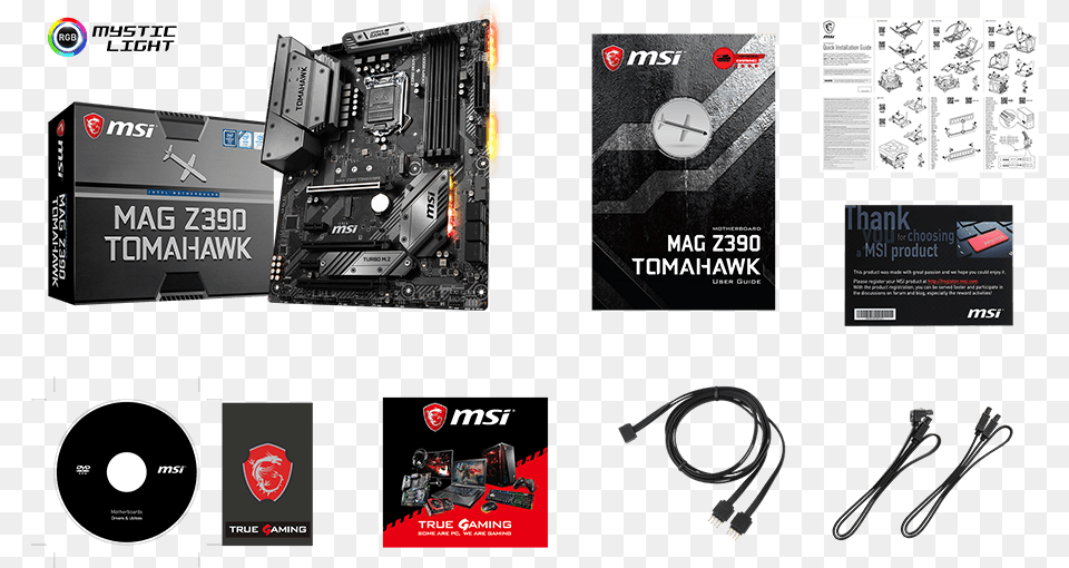 Msi Z390 Tomahawk Box Content Msi Mag Z390 Tomahawk, Adapter, Electronics, Computer Hardware, Hardware Free Png Download