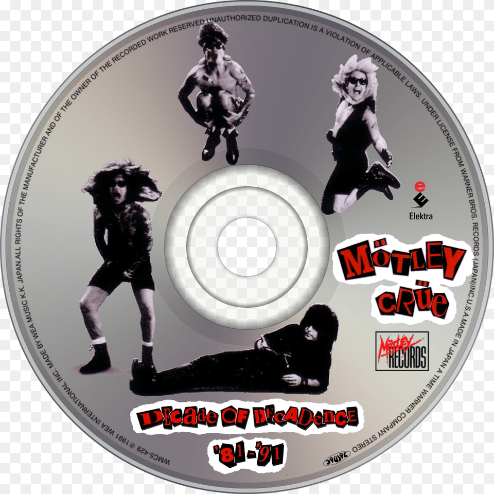Mtley Cre Decade Of Decadence 3981 3991 Cd Disc Motley Crue Decade Of Decadence, Disk, Dvd, Adult, Person Free Png Download