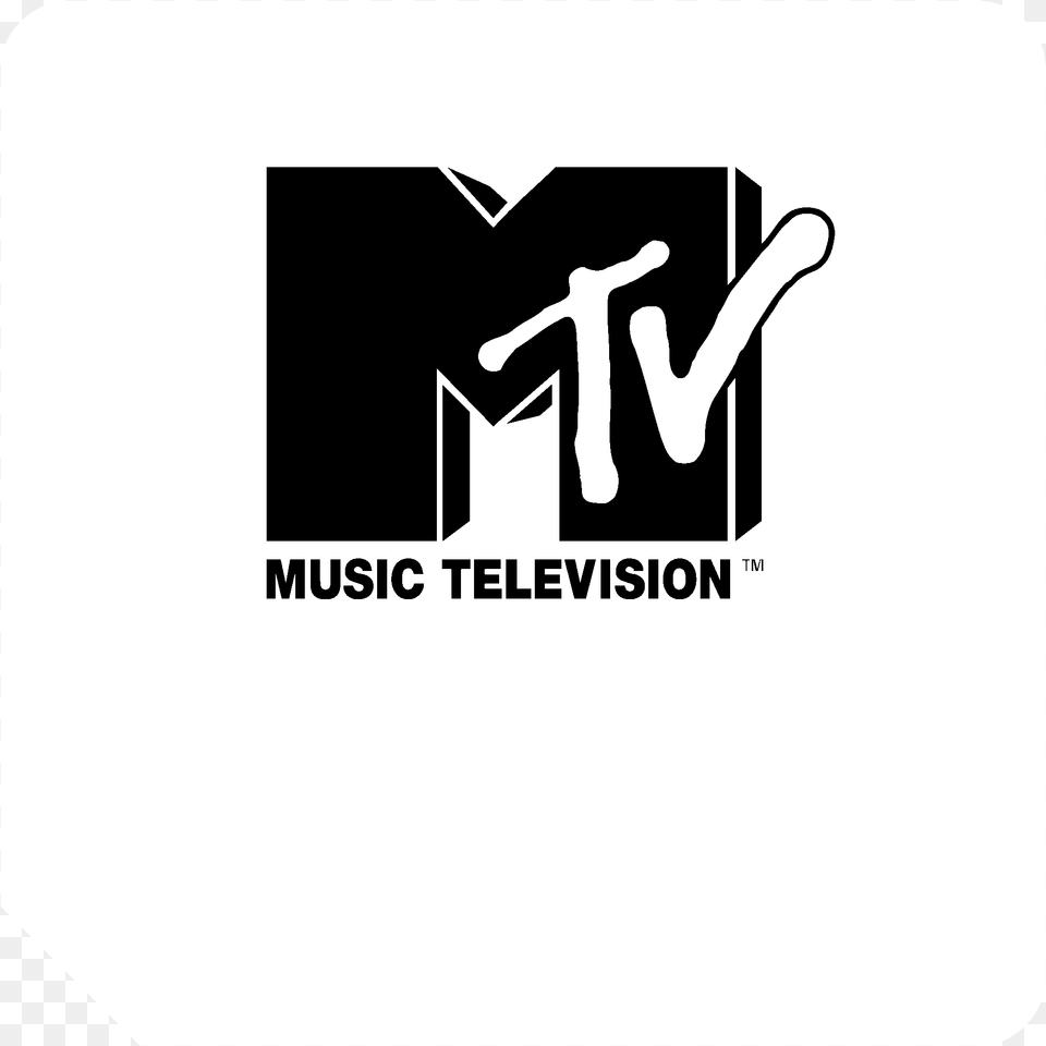 Mtv Trax Logo Black And White Mtv Logo, Stencil, Person Png