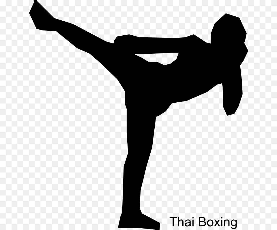 Muaythai002 Muaythai003 Muaythai001 Muay Thai Kick Silhouette, Gray Free Png Download