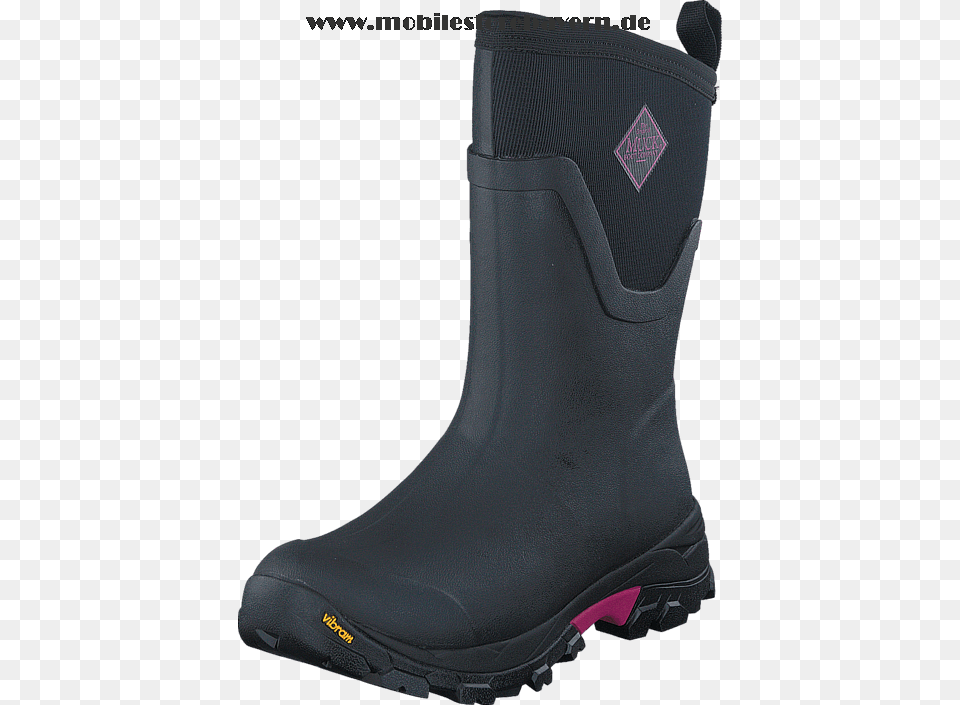 Muckboot Arctic Ice Mid Blackhot Pink Work Boots, Boot, Clothing, Footwear, Person Png