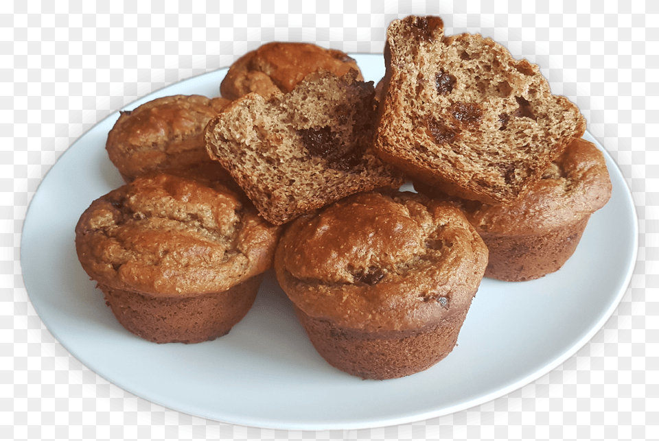 Muffin, Bread, Dessert, Food, Plate Png Image