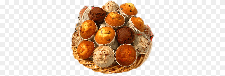 Muffin Basket, Dessert, Food, Cake, Cream Free Transparent Png