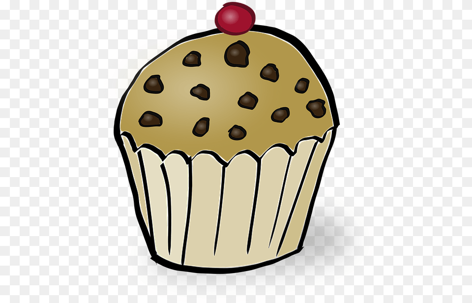 Muffin Cherry Chocolate Chip Cupcake Muffin Clip Art, Cake, Cream, Dessert, Food Png Image