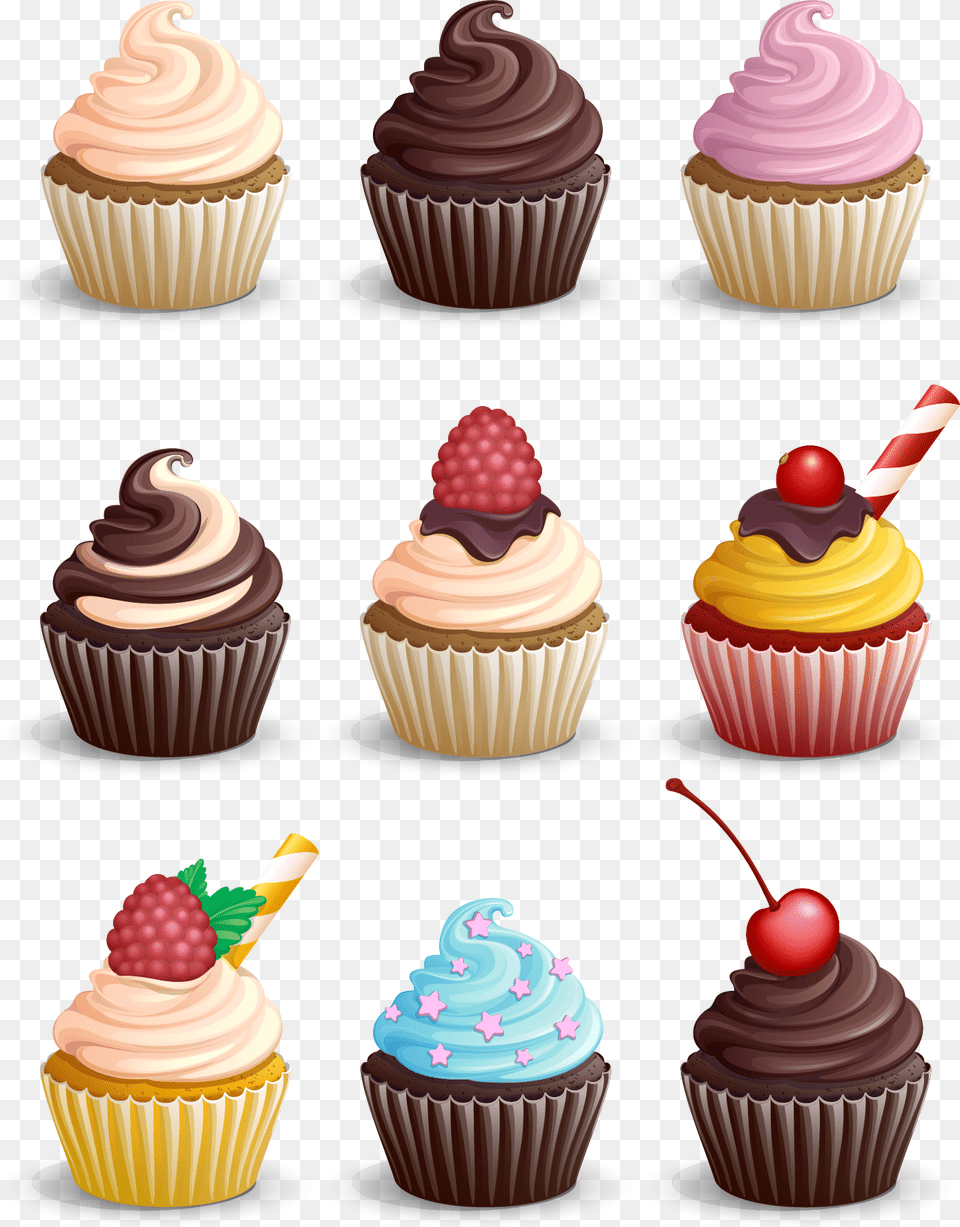 Muffin Chocolate Nine Cupcakes Cupcake Download Muffin Illustration, Cake, Cream, Dessert, Food Png Image