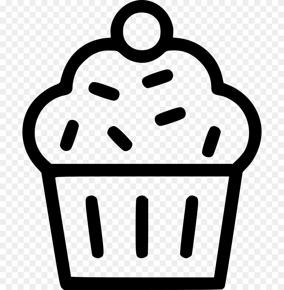 Muffin Cup Cake Dessert Sweet Pudding Icon Food, Cream, Cupcake, Stencil Free Png Download