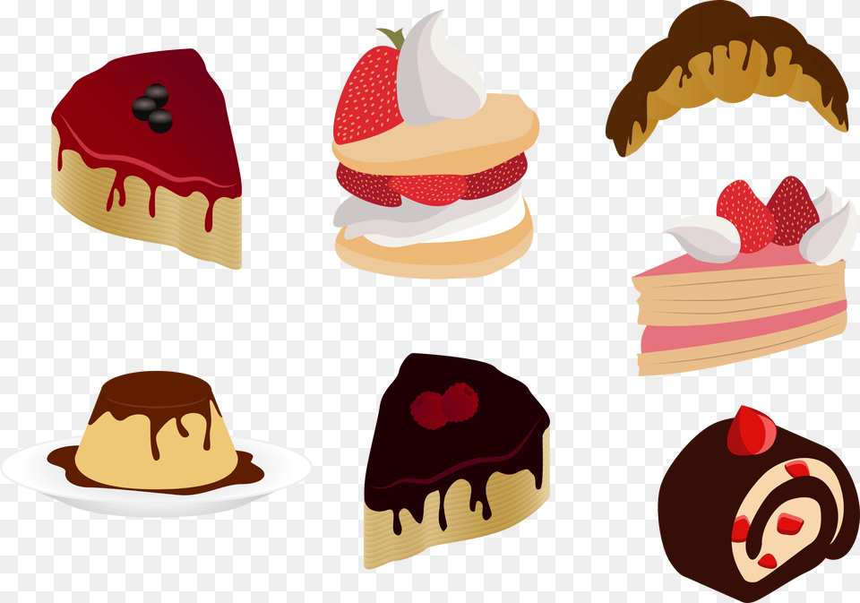 Muffin Shortcake Cupcake Gelatin Dessert Cake Roll Cartoon Vector, Berry, Food, Fruit, Pastry Png Image