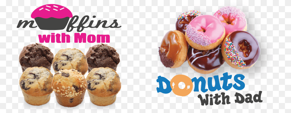 Muffins With Mom Donuts With Dad, Food, Sweets, Cream, Dessert Png Image
