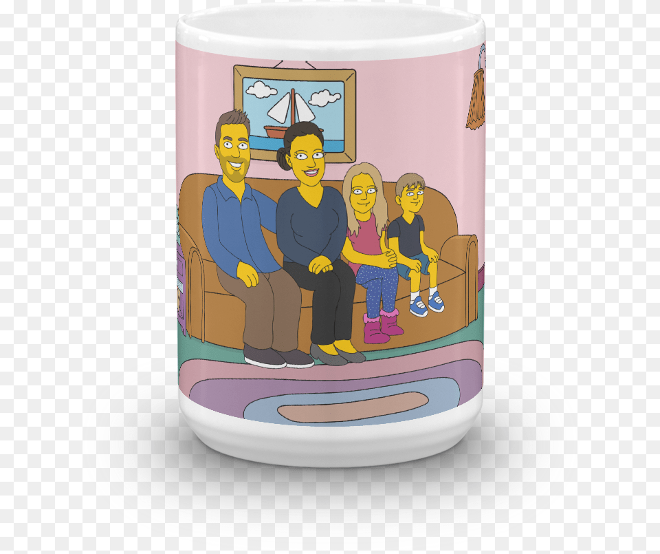 Mug Family On Couch Cartoon, Baby, Person, Face, Head Free Png Download