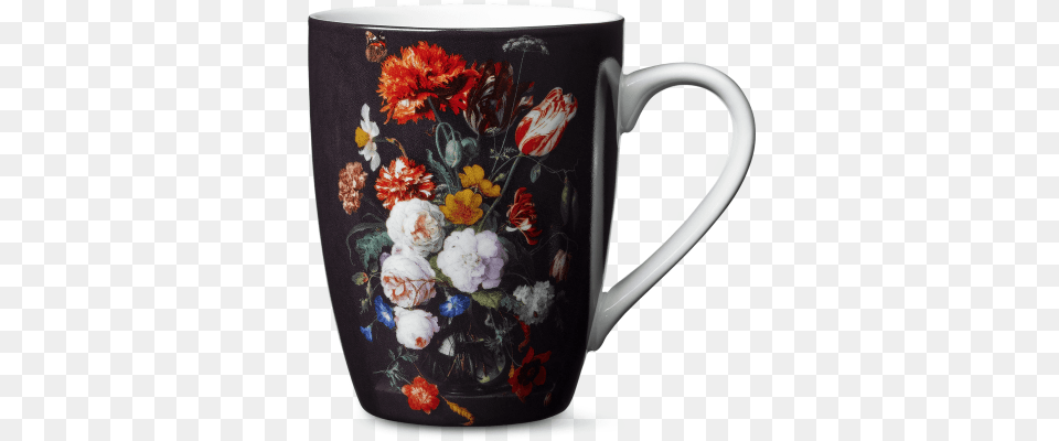 Mug In Gift Box Still Life With Flowers In A Glass Vase, Cup, Flower, Plant, Pottery Free Png