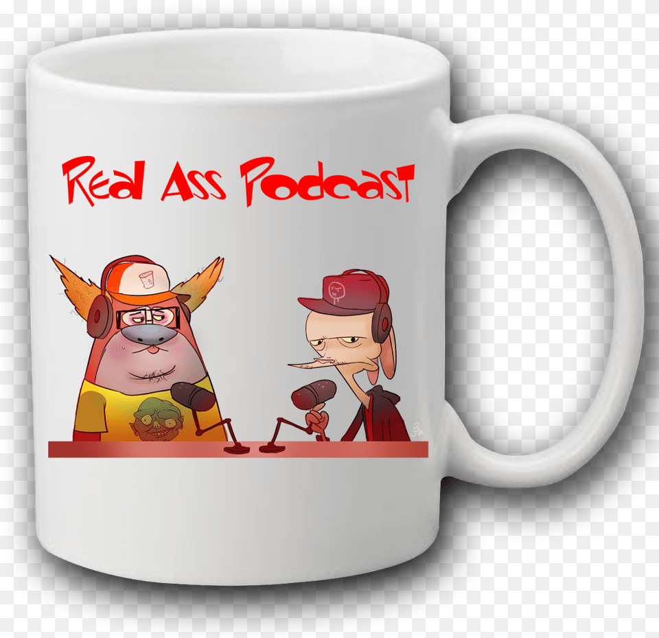 Mug Realass Podcast Ren And Stimpy Mug, Cup, Person, Beverage, Coffee Png