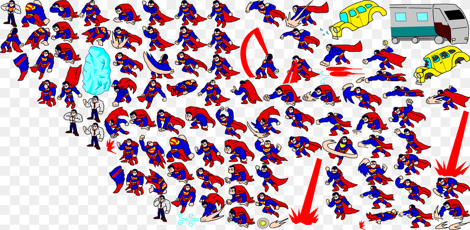 Mugen Superman Sprite Sheet, Paper, Person, Confetti, Art Free Png Download