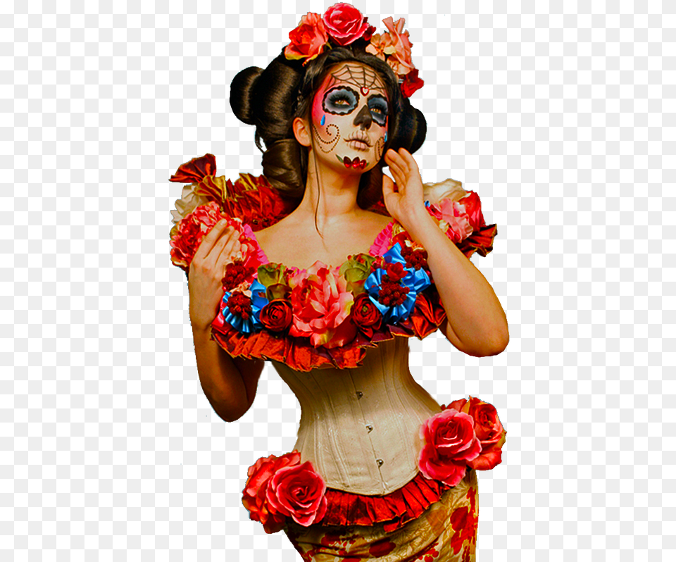 Mujer Catrina Women Day Of The Dead Costume, Adult, Wedding, Plant, Person Png Image