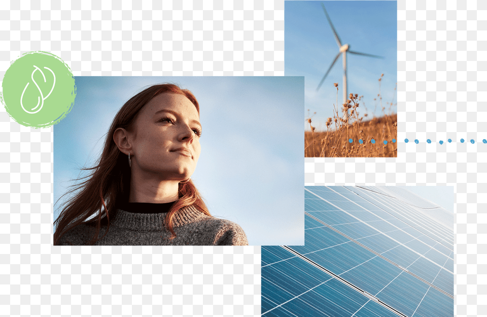 Mujer Panel Solar Turbina Elica Girl, Adult, Person, Female, Collage Png