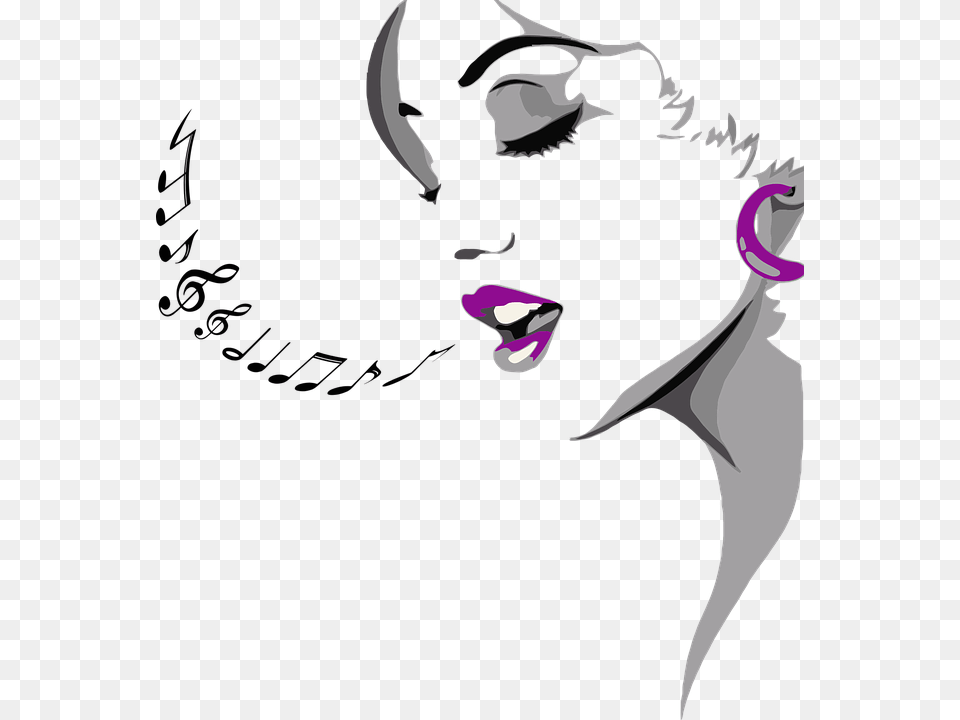Mujeres La Cabeza Notas Musicales Canto Mujer Woman Singing Clipart, Adult, Male, Man, Person Free Png Download