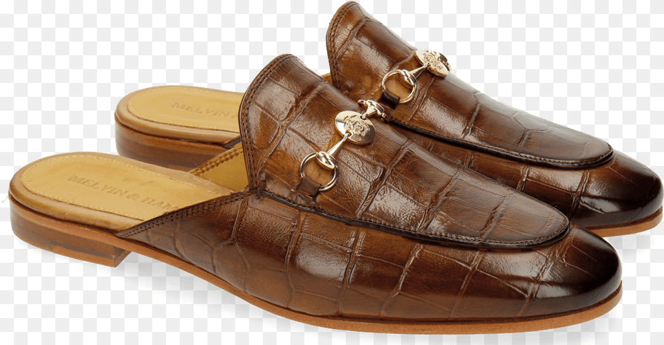 Mules Scarlett 10 Big Croco Wood Trim Gold Caen, Clothing, Footwear, Sandal, Shoe Free Png Download