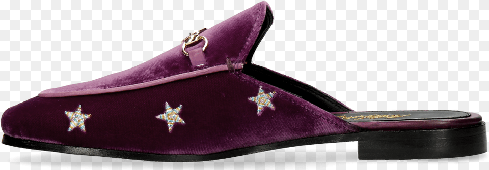 Mules Scarlett 10 Velluto Viola Embroidery Stars Suede, Clothing, Footwear, Shoe Png Image