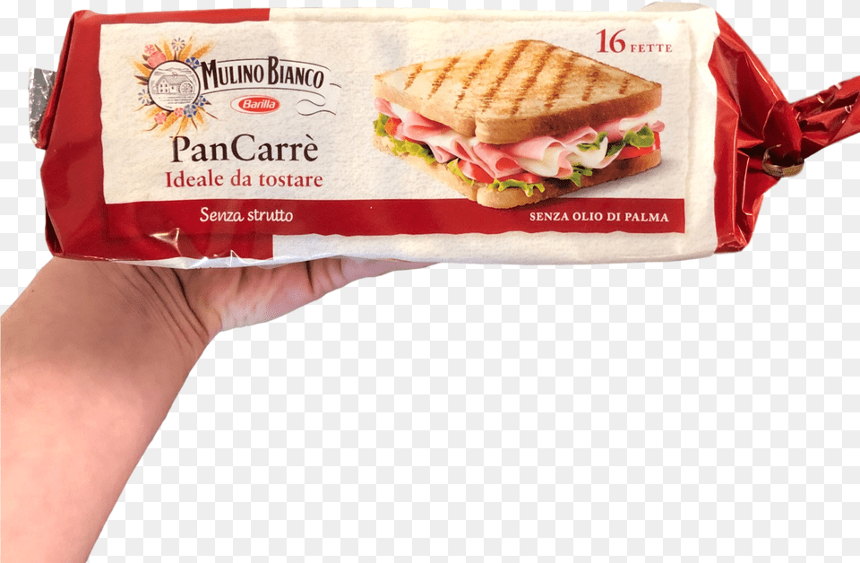 Mulino Bianco Pancarre 16 Slices White Bread Gr 285 Hot Dog Bun, Food, Lunch, Meal, Sandwich Png Image