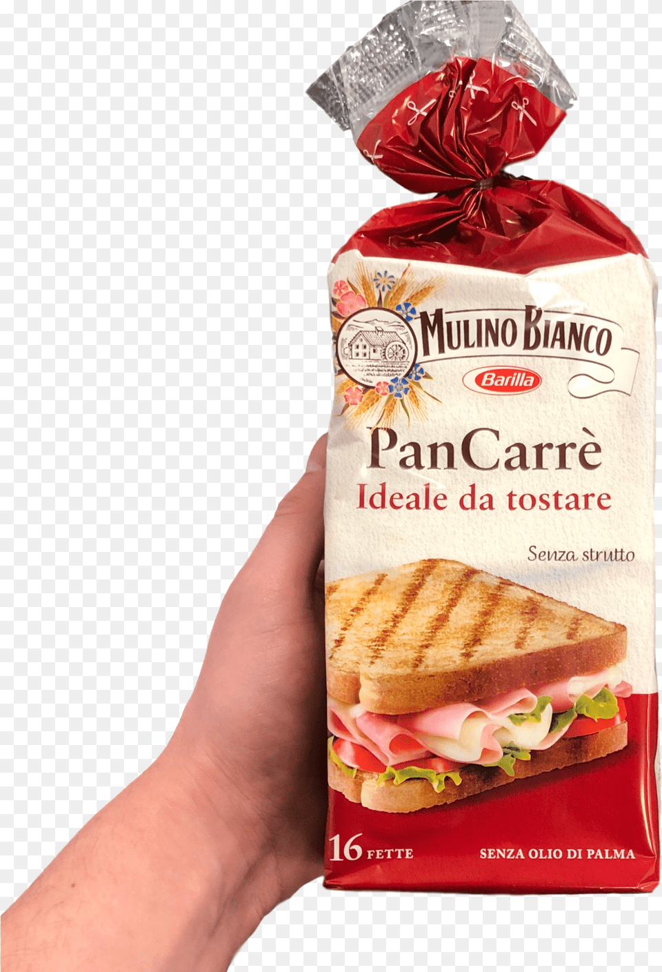 Mulino Bianco Pancarre 16 Slices White Bread Gr 285 Mulino Bianco, Food, Sandwich, Lunch, Meal Free Png