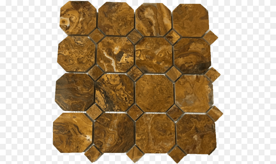 Multi Brown Onyx Octagon With Multi Brown Dot Polished Stone Wall, Floor, Flooring, Slate, Wood Free Png Download