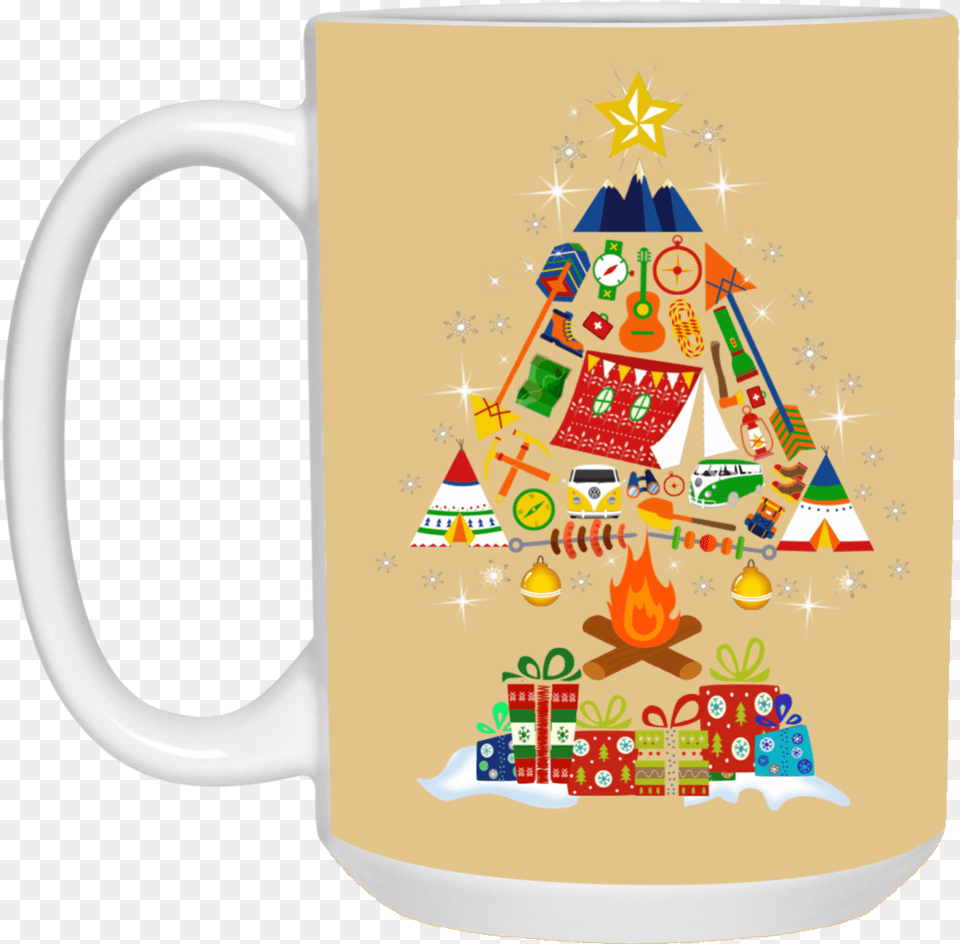 Multi Camping Tool Shaped As Christmas Tree Printed Mug Customcat, Cup, Beverage, Coffee, Coffee Cup Png