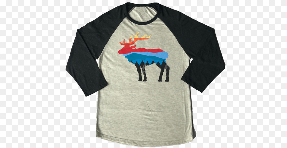 Multi Color Mountain Range Elk 34 Baseball Sleeve Mantis Herren T Shirt Superstar Baseball T, T-shirt, Clothing, Long Sleeve, Animal Png Image