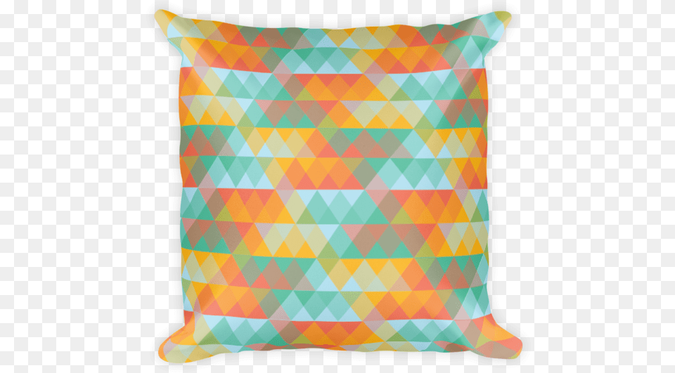 Multi Colored Abstract Triangle Geometric Pattern Square Cushion, Home Decor, Pillow Png