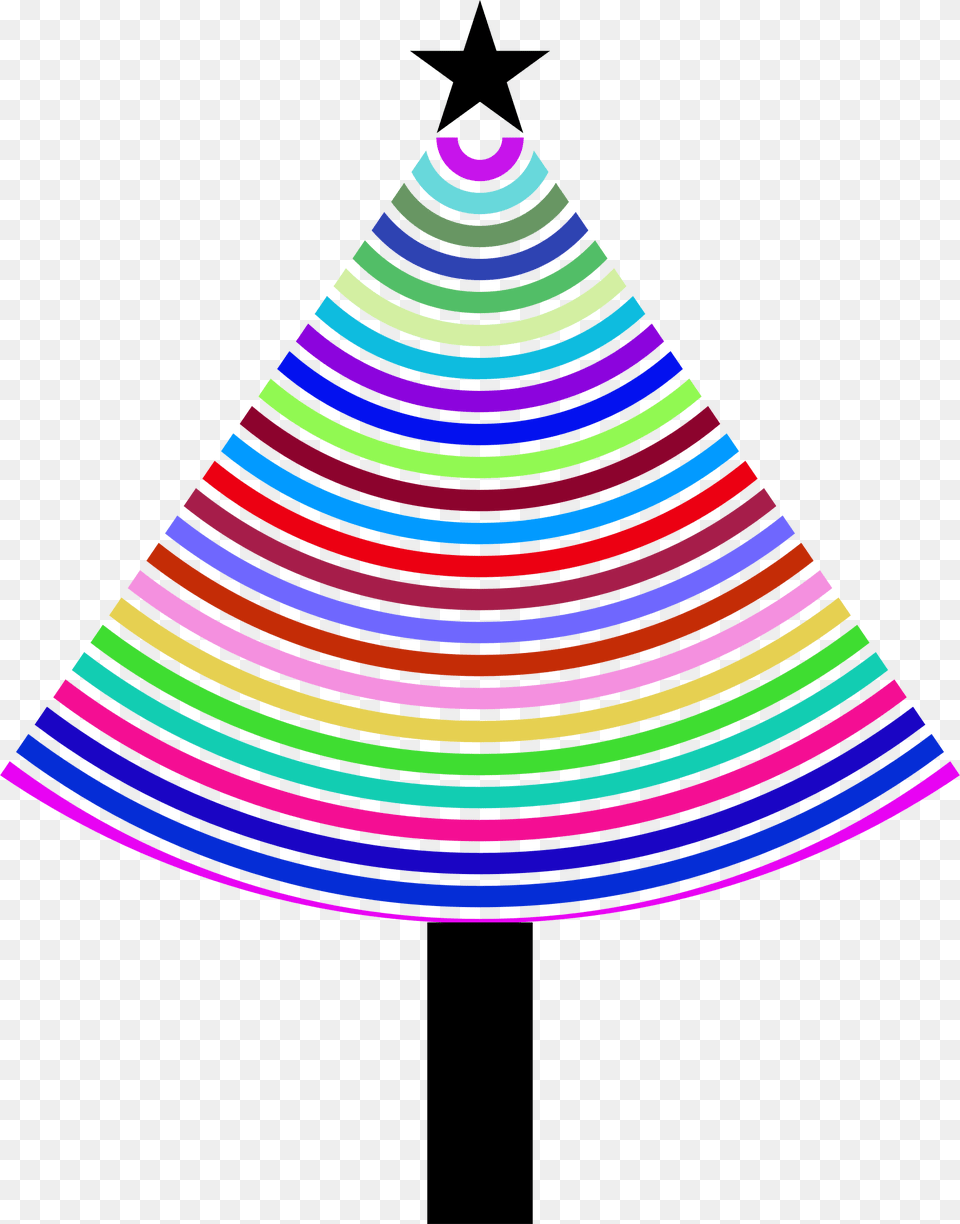 Multi Colored Christmas Tree With Star On Top Vector Clipart Clothing, Hat, Triangle Png Image