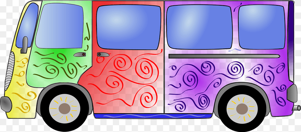 Multi Colored Hippie Van Clipart, Bus, Transportation, Vehicle, Car Png Image