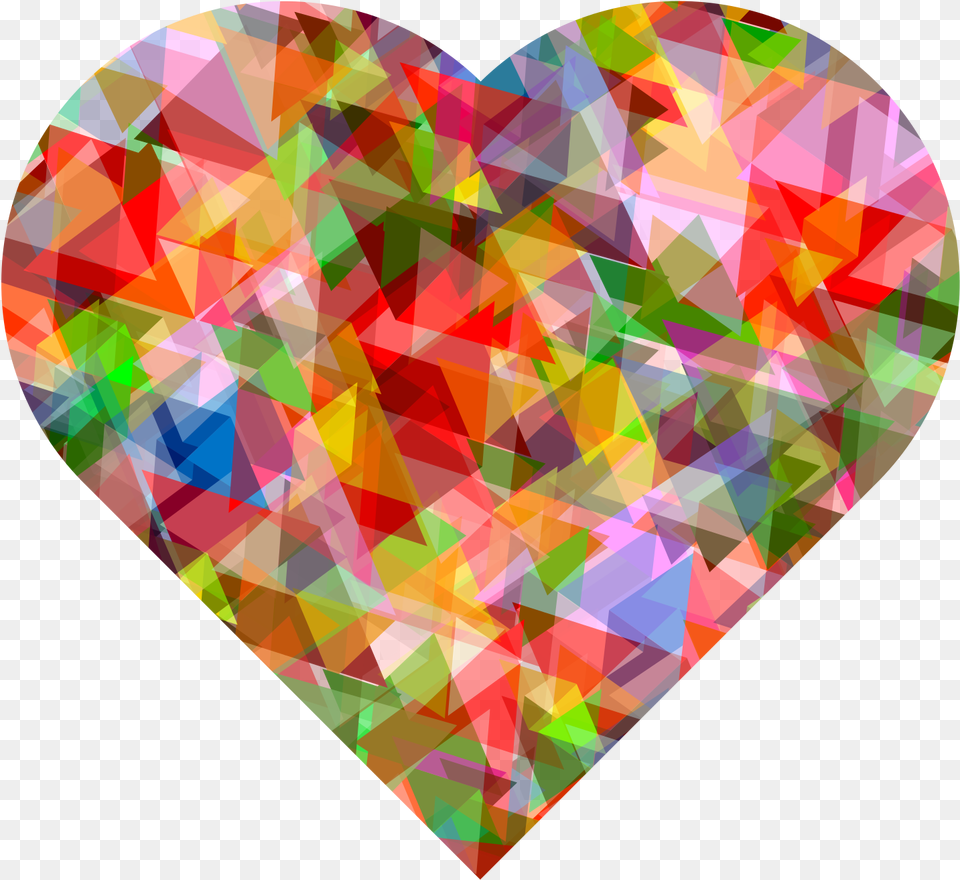 Multi Colors Crystal Heart Image Multi Colors, Art, Collage, Pattern, Graphics Free Png Download