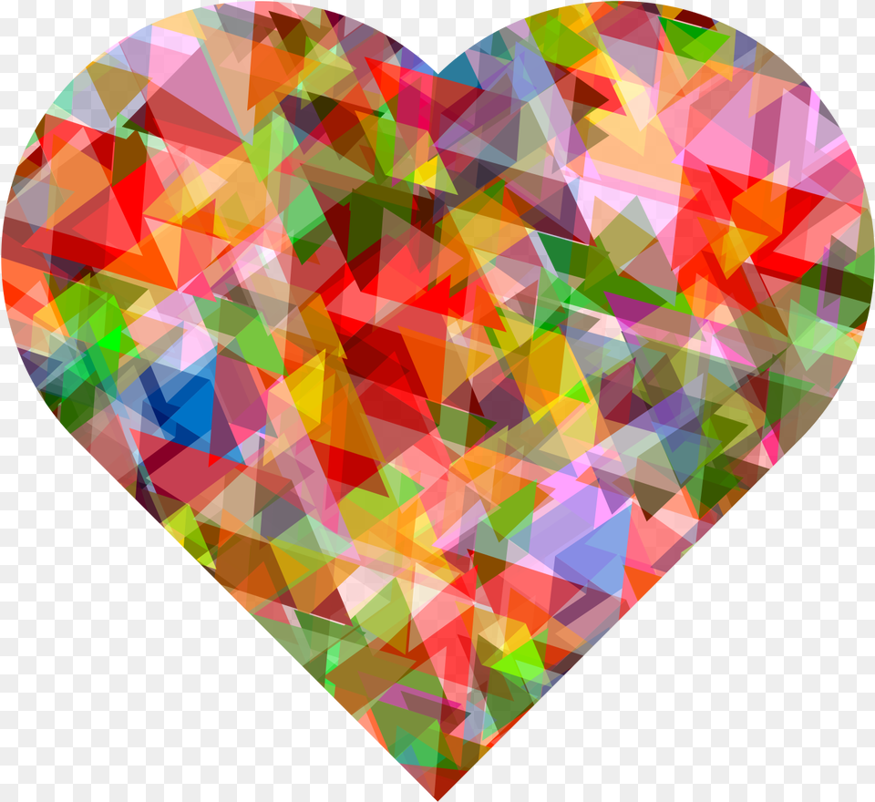 Multi Colors Crystal Heart Image Colorful Heart, Art, Collage, Pattern, Graphics Free Transparent Png