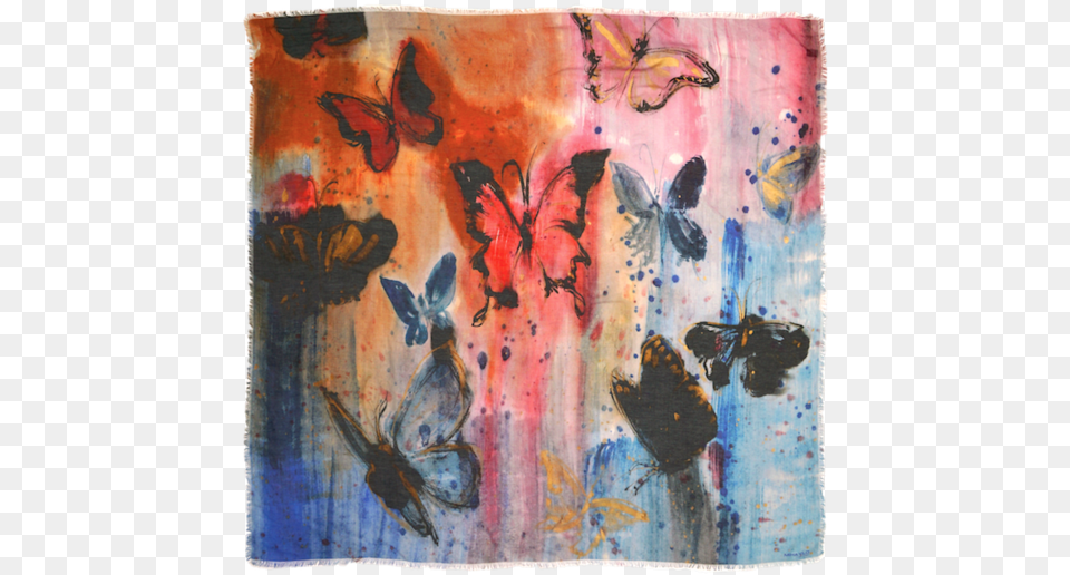 Multi Colour Butterfly Mix Silk Scarf Product, Art, Modern Art, Painting, Canvas Free Png Download