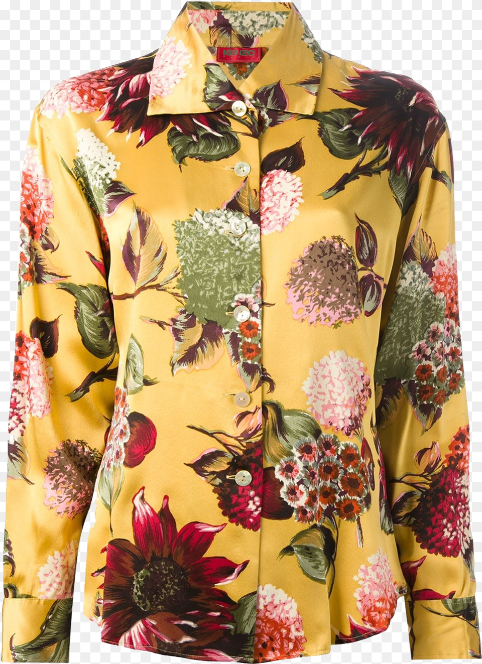 Multi Coloured Silk Floral Print Shirt From Kenzo Vintage, Pattern, Clothing, Coat, Adult Free Png Download