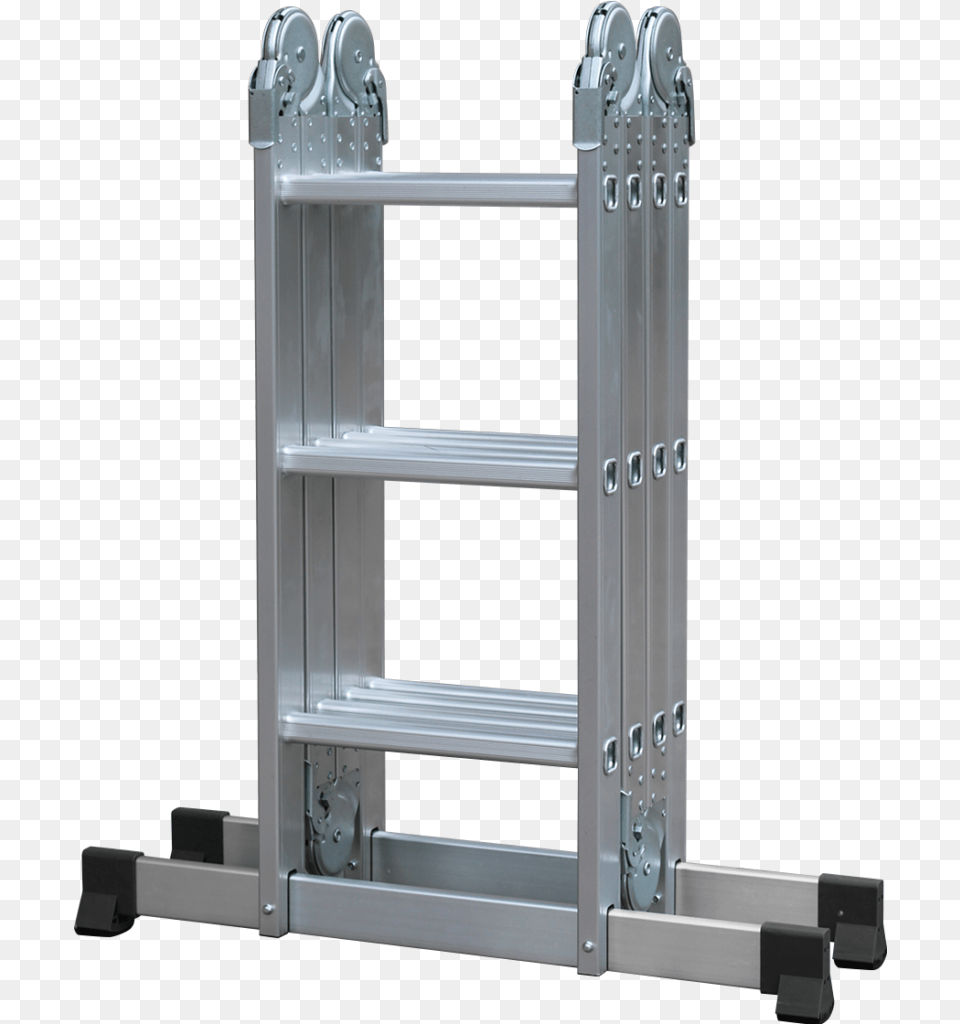 Multi Folding Ladder With Platform Ladder, Aluminium, Furniture, Shelf Free Png Download