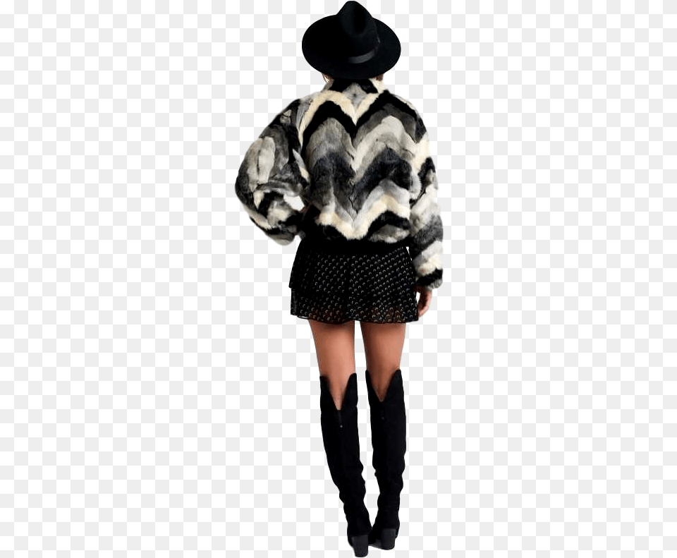 Multi Grey Faux Fur Coat Miniskirt, Clothing, Adult, Female, Person Free Png Download
