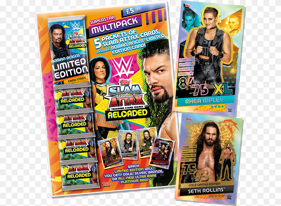 Multi Pack With Reah Ripley Xl And Seth Rollins Gold Limited Edition Card, Advertisement, Publication, Poster, Adult Free Png Download