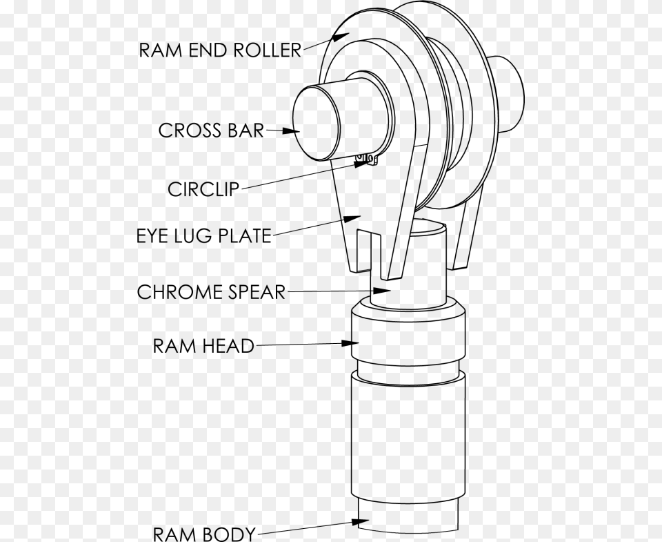 Multi Tip Hydraulic Ram End Roller Diagram Line Art, Gray Free Transparent Png