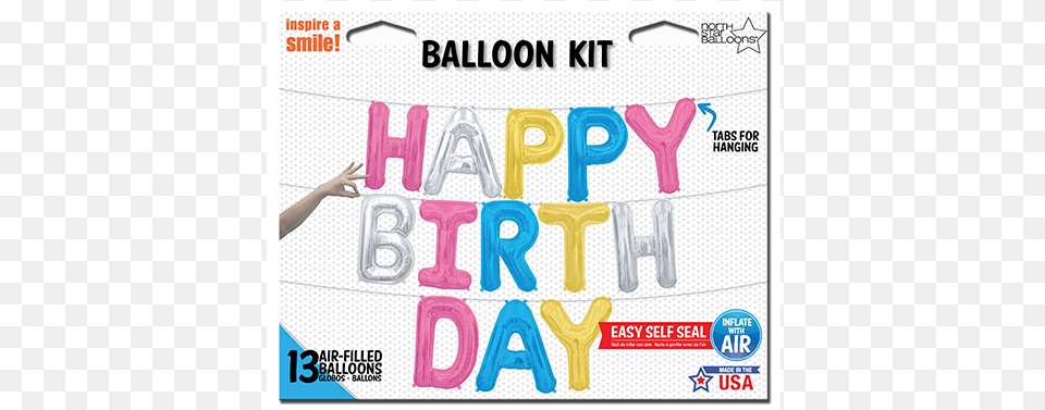 Multicolor Happy Birthday Balloon Kit Available At Happy Birthday Kit Multi Color Air Filled Foil Balloon, Advertisement, Text, Poster, Child Free Transparent Png