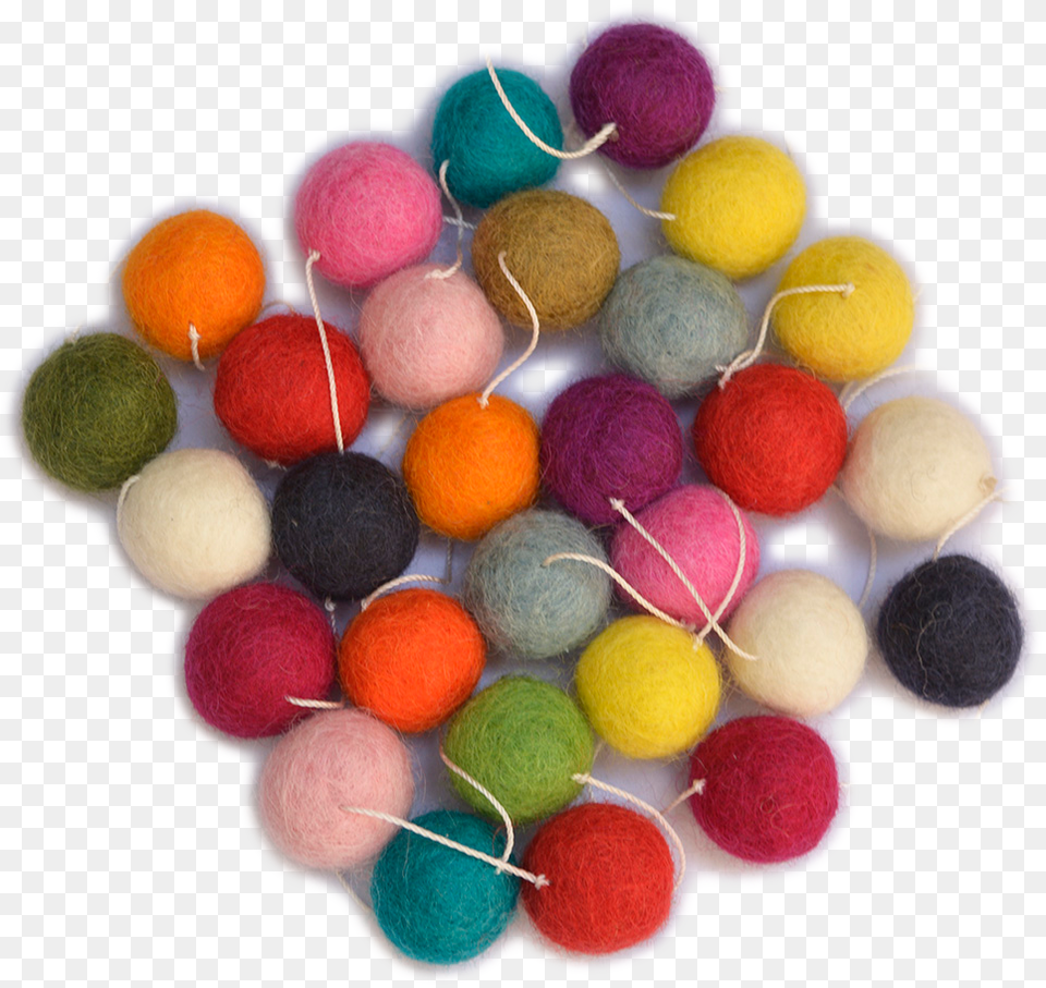 Multicolor Woolen Felt Ball Garlands For Christmas Circle, Sweets, Food, Orange, Citrus Fruit Free Transparent Png