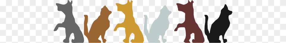 Multicolored Dog And Cat Silhouettes Clip Arts, Silhouette, Animal, Mammal, Pet Free Transparent Png