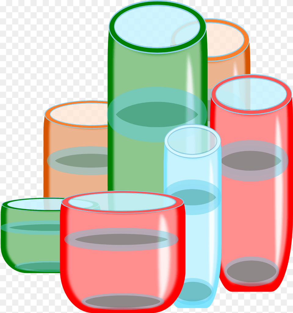 Multicolored Glasses Clipart, Cylinder, Glass, Plastic, Jar Free Png Download