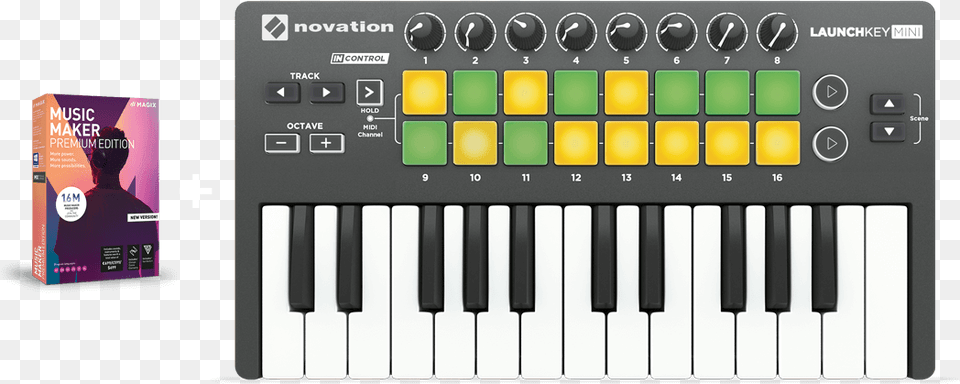 Multicolored Pads Novation Minikey, Keyboard, Musical Instrument, Piano, Adult Png Image