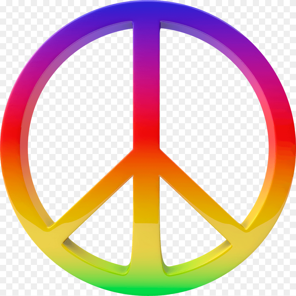 Multicolored Peace Symbol Clipart, Logo, Machine, Spoke, Badge Png Image