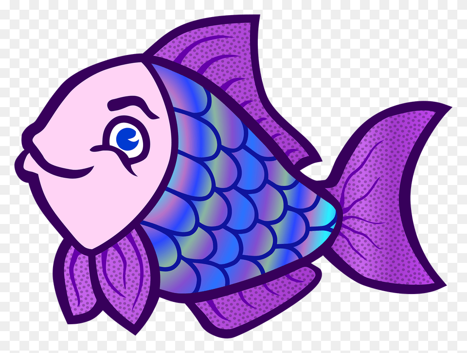 Multicolored Shimmer Fish With Purple Fins And Tail Clipart, Animal, Sea Life, Art, Face Png Image