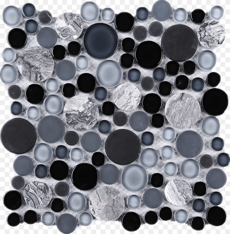 Multile Fusion Blue Bubble Glass And Marble Mosaic Glass Tile Bubble Black, Aluminium, Pattern Free Png Download